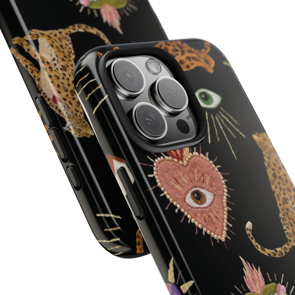 Phone case - black leopard