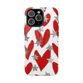 Phone case - red hearts & silver stars